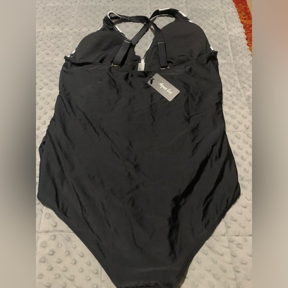 Aqua Eve Women Plus Size One Piece Swimsuits V Neck Tummy Control Bathing Suit - Picture 6 of 9